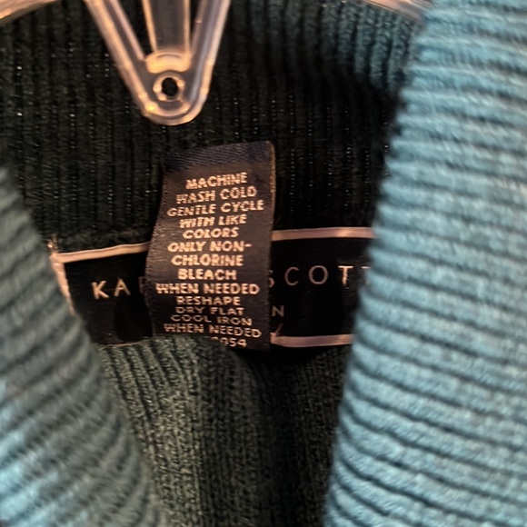 Karen Scott Blue and Green Cowl Turtleneck Sweater - Picture 4 of 4